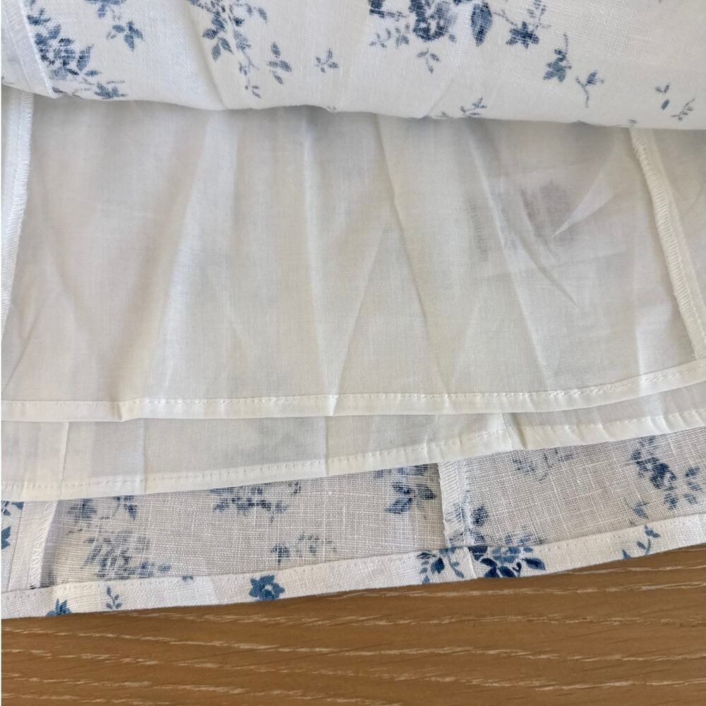 Reformation Midi Dress Floral Linen Christen Size 0 White Blue - Picture 2 of 4